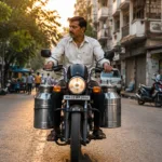 Traditional Milk Vendor delivering milk in Maharashtra