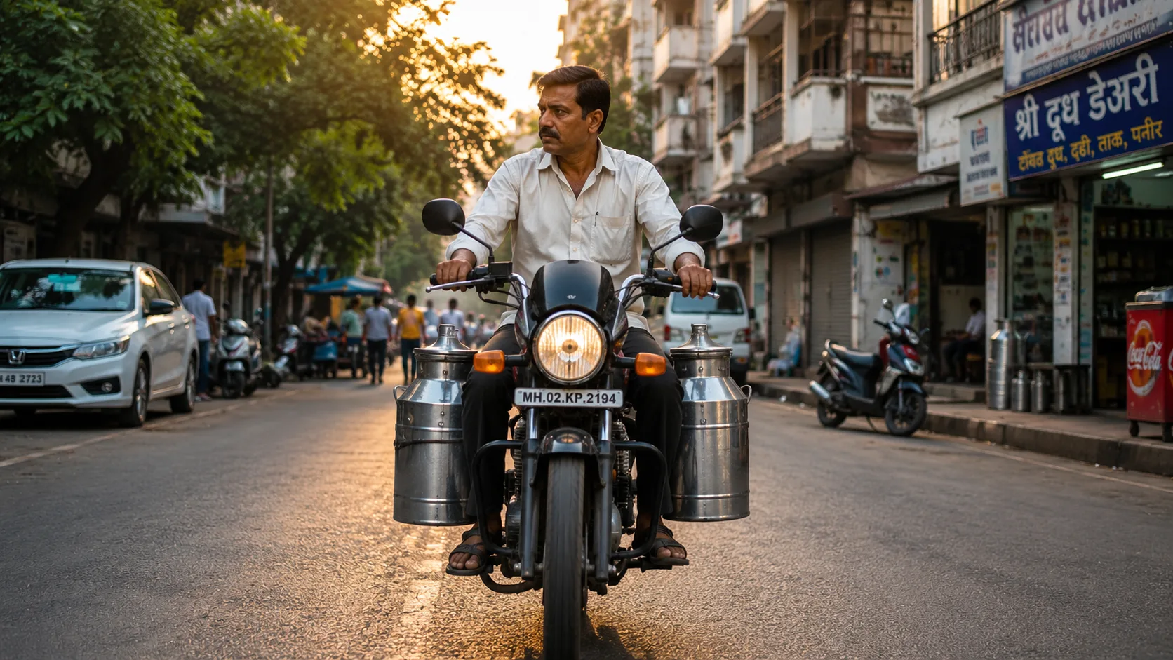 Traditional Milk Vendor delivering milk in Maharashtra