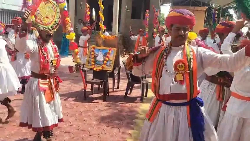 Maheshwar Sirvi Samaj religious event featuring Rajasthani Gair Dance and Aai Mata Garba